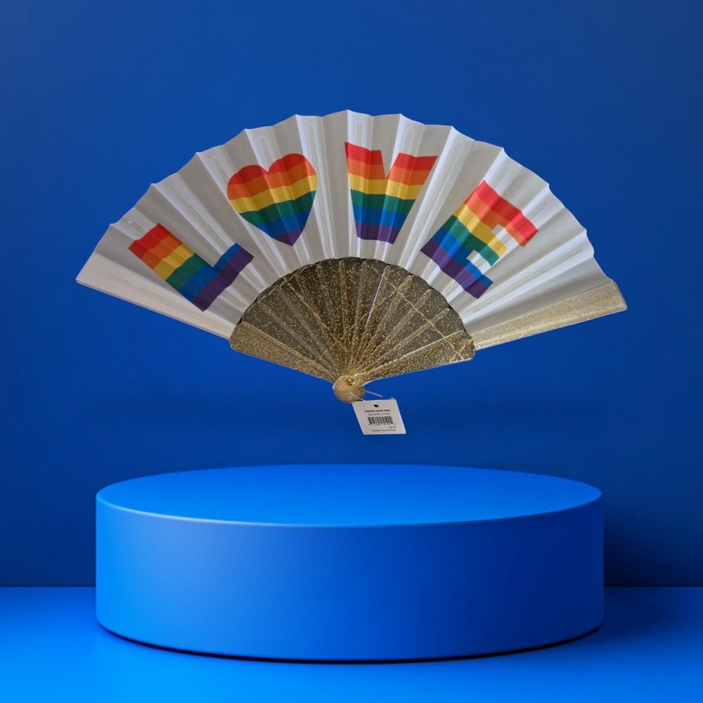 LOVE Rainbow Decorative Handheld Folding Fan LGBTQ